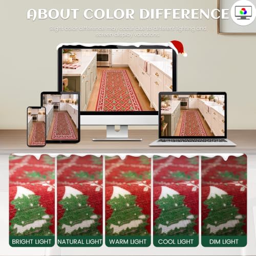 Christmas Runner Rug 2x6 Red Washable Rugs - Image 7
