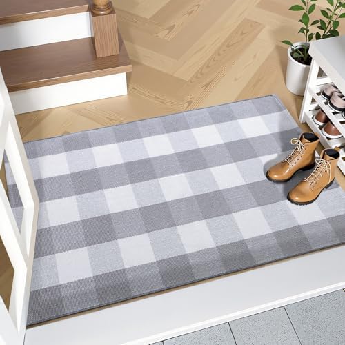 OLANLY Fall Door Mat, Buffalo Plaid Rug - Image 7