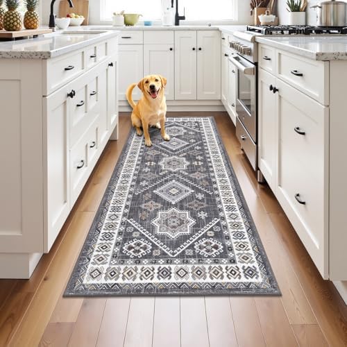 HEBE Boho Kitchen Mats for Floor 24''x60'', Non Slip Washable Runner Rug by HEBE
