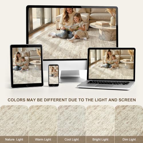 cotiled 2x8 Runner Rug Abstract Washable Non Slip Cartpet Beige Brown - Image 6
