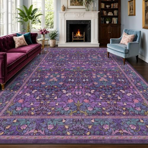 Washable Plum Purple Rug for Bedroom - Image 3