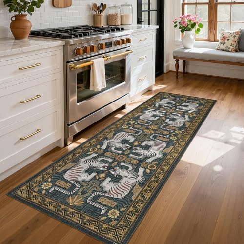 GarveeHome Tiger Print 2'x6' Washable Runner Rug Non Slip Boho Hallway Rug by GarveeHome
