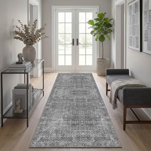 2.6x8 Small Vintage Washable Area Rug by LatteFog