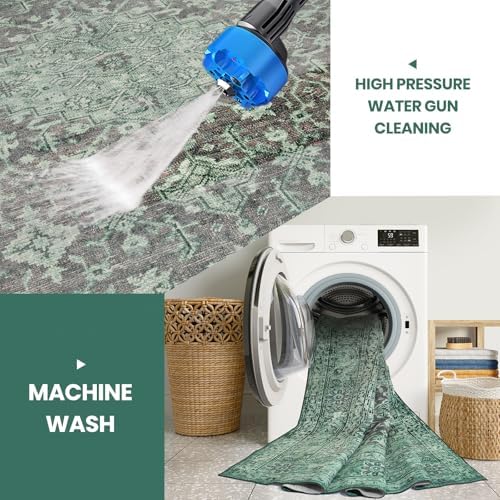 8x10 Green Washable Area Rugs for Living Room, Dining Room - Image 3
