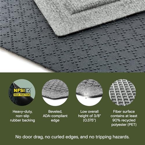 WaterHog Squares Heavy Duty Front Door Mat, Medium Grey - Image 3