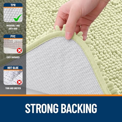 OLANLY Bathroom Runner Rugs 44x24, Soft Absorbent Chenille Bath Rugs, Rubber - Image 7