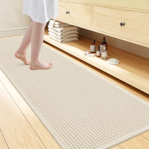 Smiry Waffle Bath Mat 72X24, Soft Absorbent Bathroom Rugs, Cream Beige by Smiry