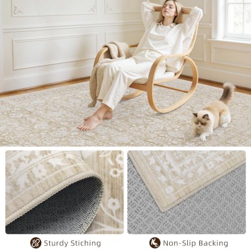 2'6''x10' Hallway Washable Runner Rug:Kitchen Carpet Natural Beige - Image 6