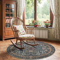 jinchan 5ft Washable Round Area Rug, Soft Floral Non-Slip, Dark Blue by JINCHAN