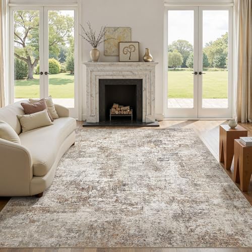 10x12 Area Rugs for Living Room Washable Abstract Rug Brown/Grey - Image 4
