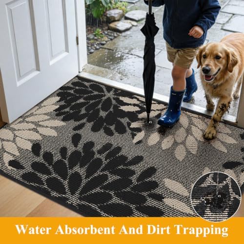 HEBE 2x3 Floral Area Rug, Non Slip Washable Small Entryway Rug - Image 6