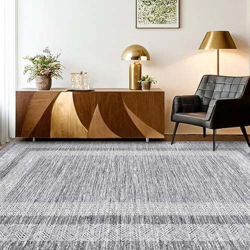 GarveeHome 10x13 Large Washable Area Rug Grey Non Slip Non Shedding Carpet - Image 2
