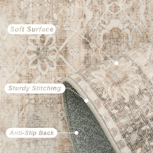 Zeeinx 8x10 Washable Area Rug Beige Netural Rug - Image 6