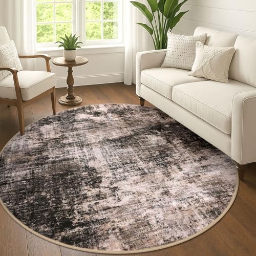 IOHOUZE Abstract Round Area Rug 6 Ft Washable Circle Rugs Large Round Rug Non by iOhouze
