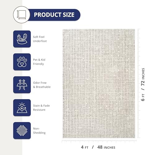 Abani Cream Runner Rug – 2' x 6' – Oliver Collection – Grid Pattern – - Image 2