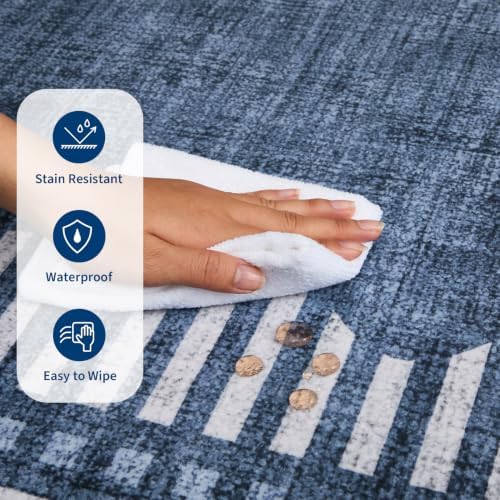 Garvee Small Area Rugs 2x3 Blue Washable Entryway Scalloped Throw Carpet - Image 6