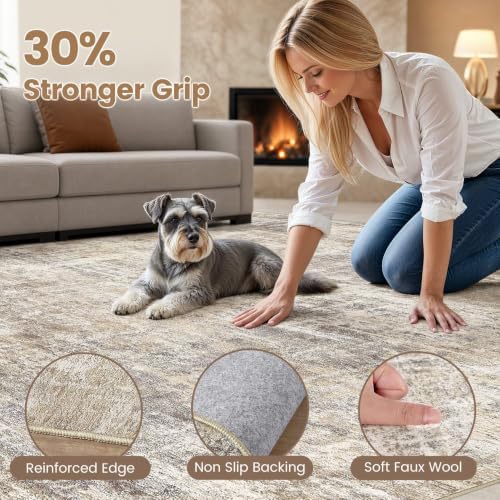 cotiled 9x12 Area Rug for Living Room, Abstract Washable Carpet - Image 3