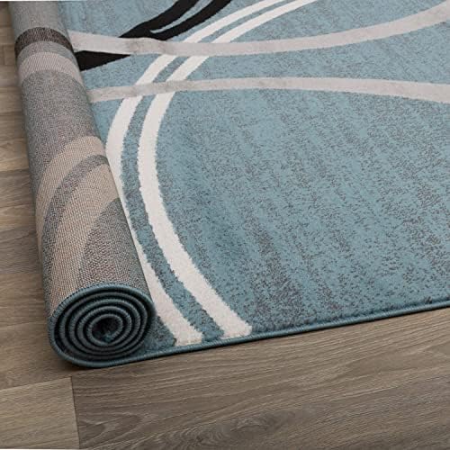 Rugshop Wavy Circles Modern Non-Shedding Runner Rug Blue 2'7" x 12' - Image 3