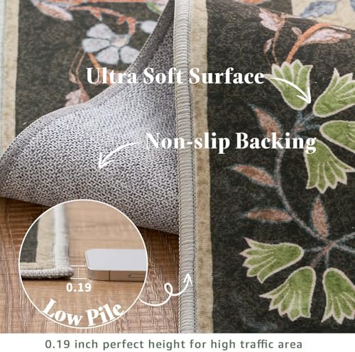 jinchan 3x8 Washable Hallway Runner Rug, Floral Non-Slip - Image 5