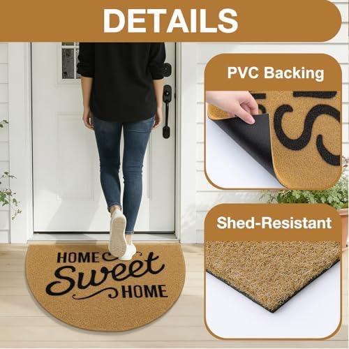 OLANLY Half Circle Door Mat 35x23, Low Profile Doormat - Image 4