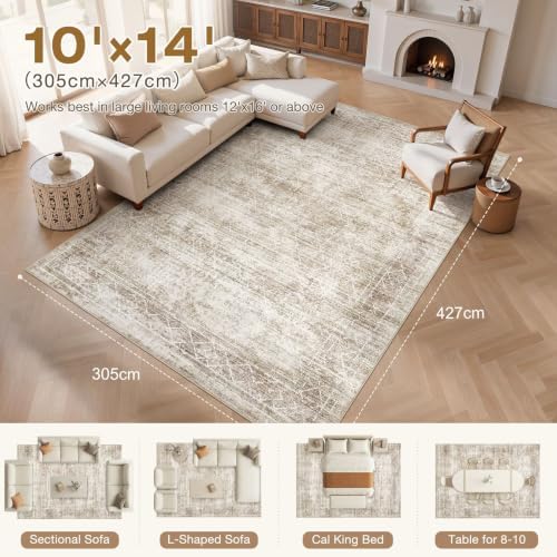 cotiled Boho 10x14 Area Rug for Living Room: Large Moroccan Washable Rug - Image 6