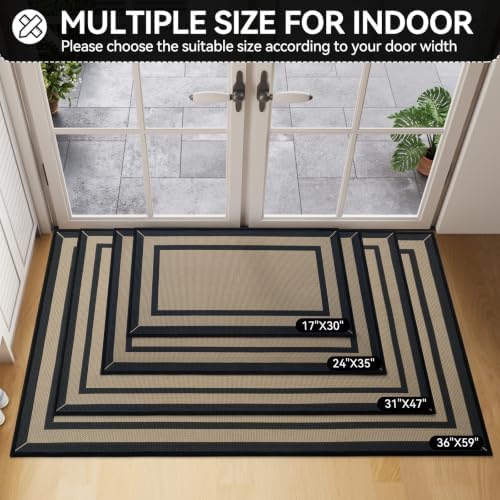 Indoor Door Mat Thin Low Profile Entryway Mats Brown 24"x35" - Image 2