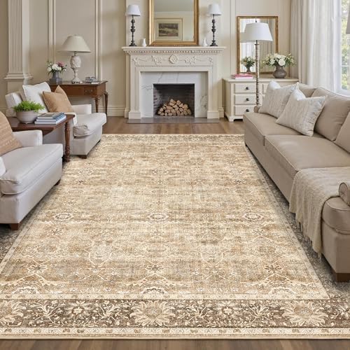 Zeeinx 8x10 Washable Area Rug Beige Netural Rug by Zeeinx