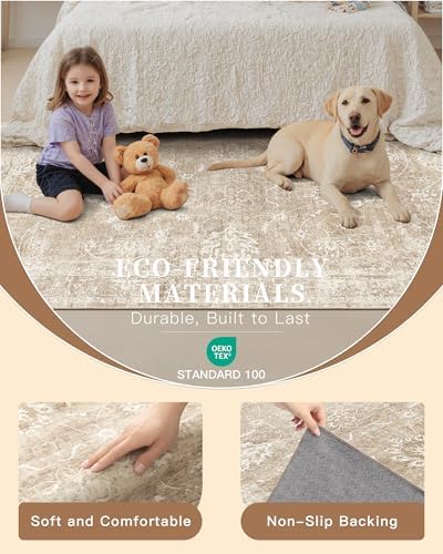 Madane Runner Rug 2x10 for Hallway, Kitchen Non-Slip Runner Rug Beige/Brown - Image 5