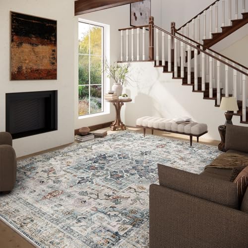 5x7 Area Rugs for Living Room: Washable Bedroom Rug Boho Vintage Rugs Stain - Image 3