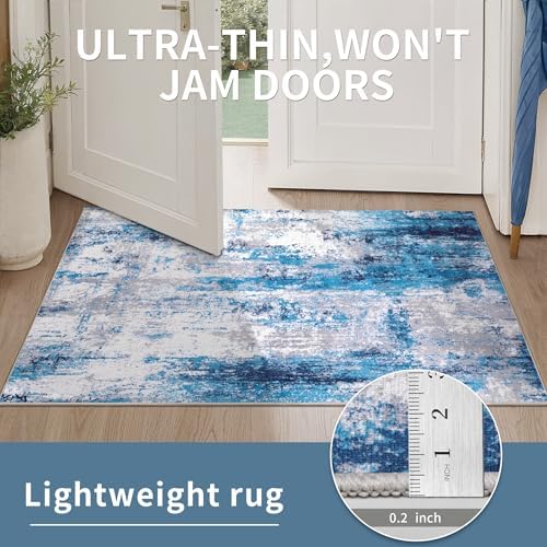 Ciicool 5x7 Area Rugs for Living Room, Modern Abstract Washable Carpet Blue - Image 5