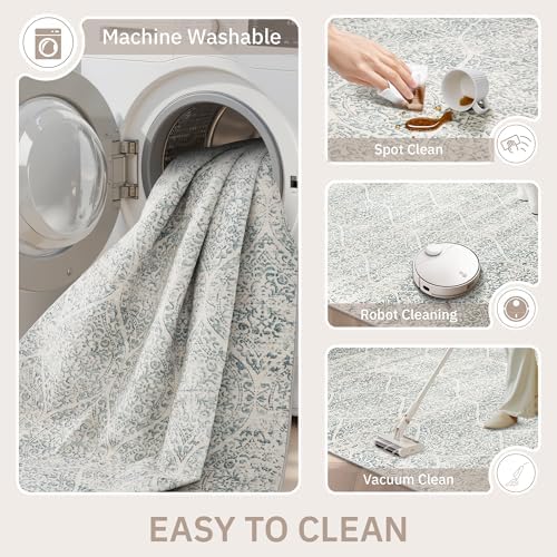 Soalmost 3x5 Area Rugs for Entryway, Washable Moroccan Trellis Soft Rug - Image 7