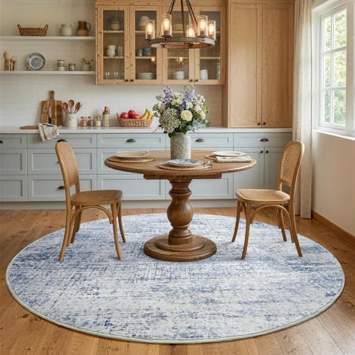 4ft Round Abstract Washable Area Rug - Image 4