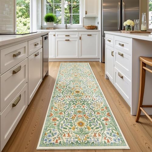 2x6 Floral Runner Rug for Kitchen Washable Hallway Runner Rug by NakedCloud
