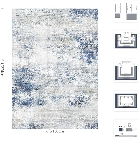 6x9 Area Rugs, Abstract Modern Ultra Soft Washable Rug, Non Slip Carpet - Image 2