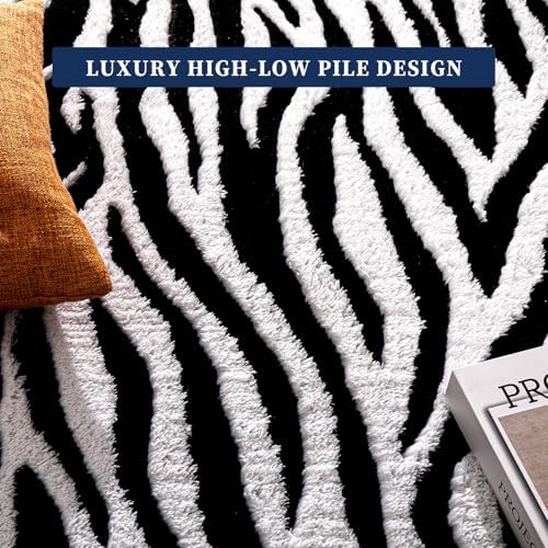 YIHOUSE 6×9 Ft Area Rugs, Washable Plush Soft Zebra Print Carpet, Non-Slip - Image 4