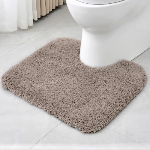 Disolla Toilet Rug 22x24 Taupe Grey, Soft Toilet Mat U-Shaped Washable by Disolla