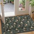 DUKINO 2x3 Rug, Washable Vintage Floral Bathroom Rugs Non Slip, Dark Green by DUKINO
