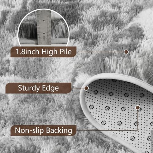 Noahas 2x10 Grey Fluffy Soft Runner Rug Non-Slip - Image 6