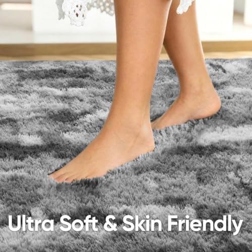 5x7 Grey Fluffy Soft Area Rug Non-Slip - Image 5