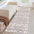 KUTA Moroccan Washable Hallway Runner Rug 2x6 Vintage Boho Brown Cream by KUTA
