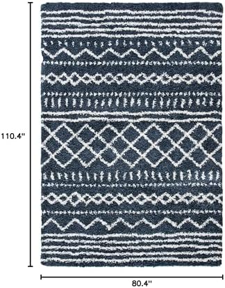 SAFAVIEH Arizona Shag Rug 6'7"x9'2", Soft Plush Slate Blue & Ivory ASG741L - Image 2