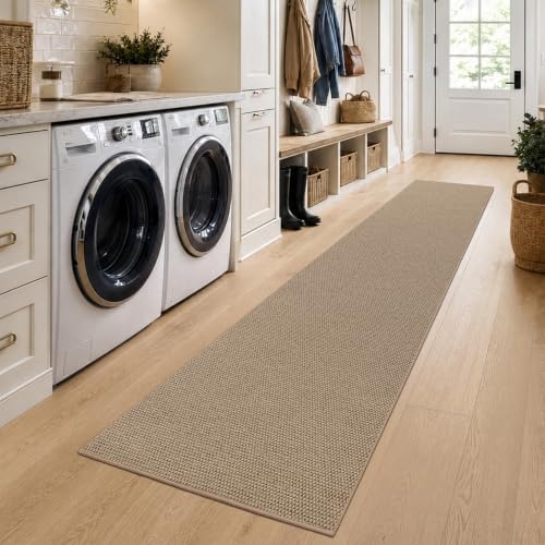 DEXI Thin Hallway Runner Rug 2'4"x12', Non Slip Entryway Rugs, Dark Beige - Image 5