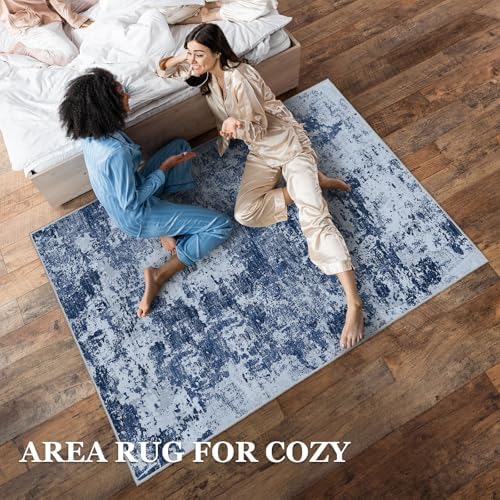 Vamcheer Modern Area Rug for Living Room 6x9, 10mm Thick Sponge Dark Blue - Image 4