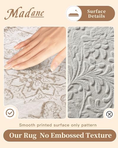 Madane Washable Runner Rug 2x5, Vintage Kitchen Hallway Rug Brown/Ivory - Image 5