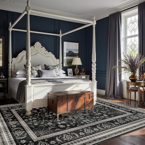 Nayoroom Black Gothic Spider and Fang Area Rug, Machine Washable, 8 x 10 ft - Image 3