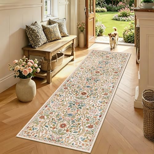 2x6 Floral Runner Rug for Kitchen Washable Hallway Runner Rug - Image 2