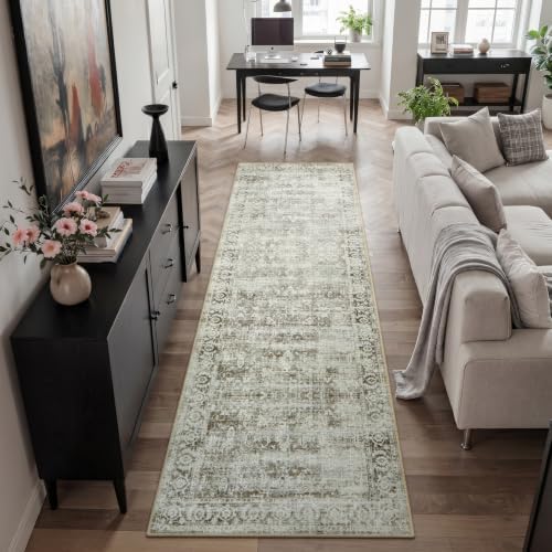 Morebes Washable Hallway Runner Rug 8ft, Farmhouse Vintage Carpet Runner - Image 3