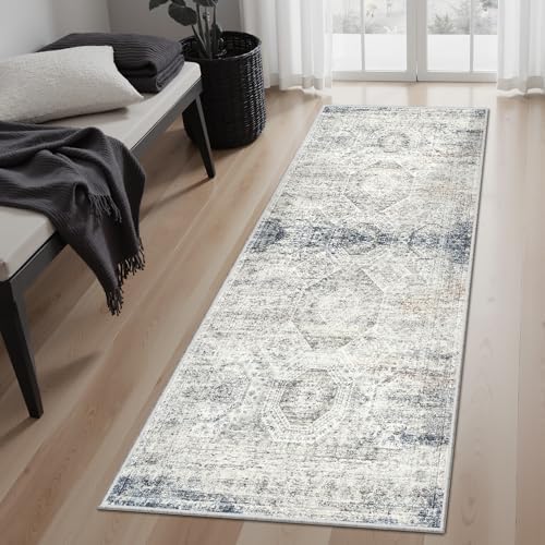 Soalmost Runner Rug 2x6 Washable Kitchen Hallway Runners Blue/Ivory by Soalmost