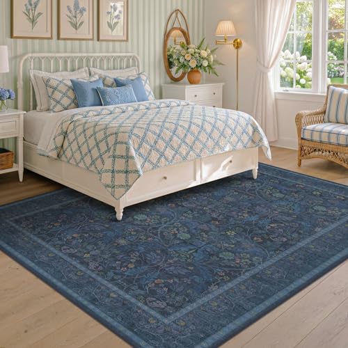 Navy Blue 8x10 Large Rugs for Living Room, Machine Washable Soft Dark Blue Area - Image 6