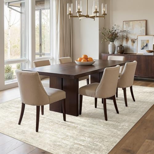 cotiled 6x9 Area Rug for Living Room, Abstract Washable Carpet, Pale Beige - Image 5